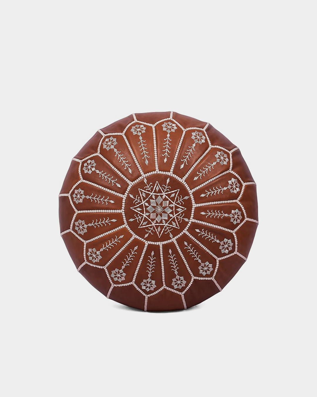 Pouf en cuir ottoman brodé marocain