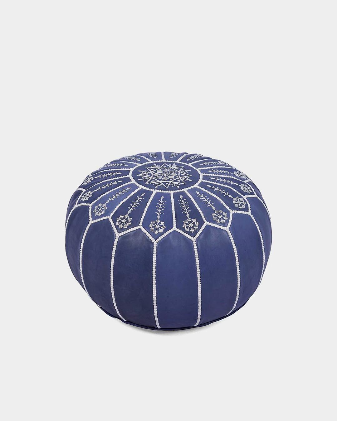 Pouf en cuir ottoman brodé marocain