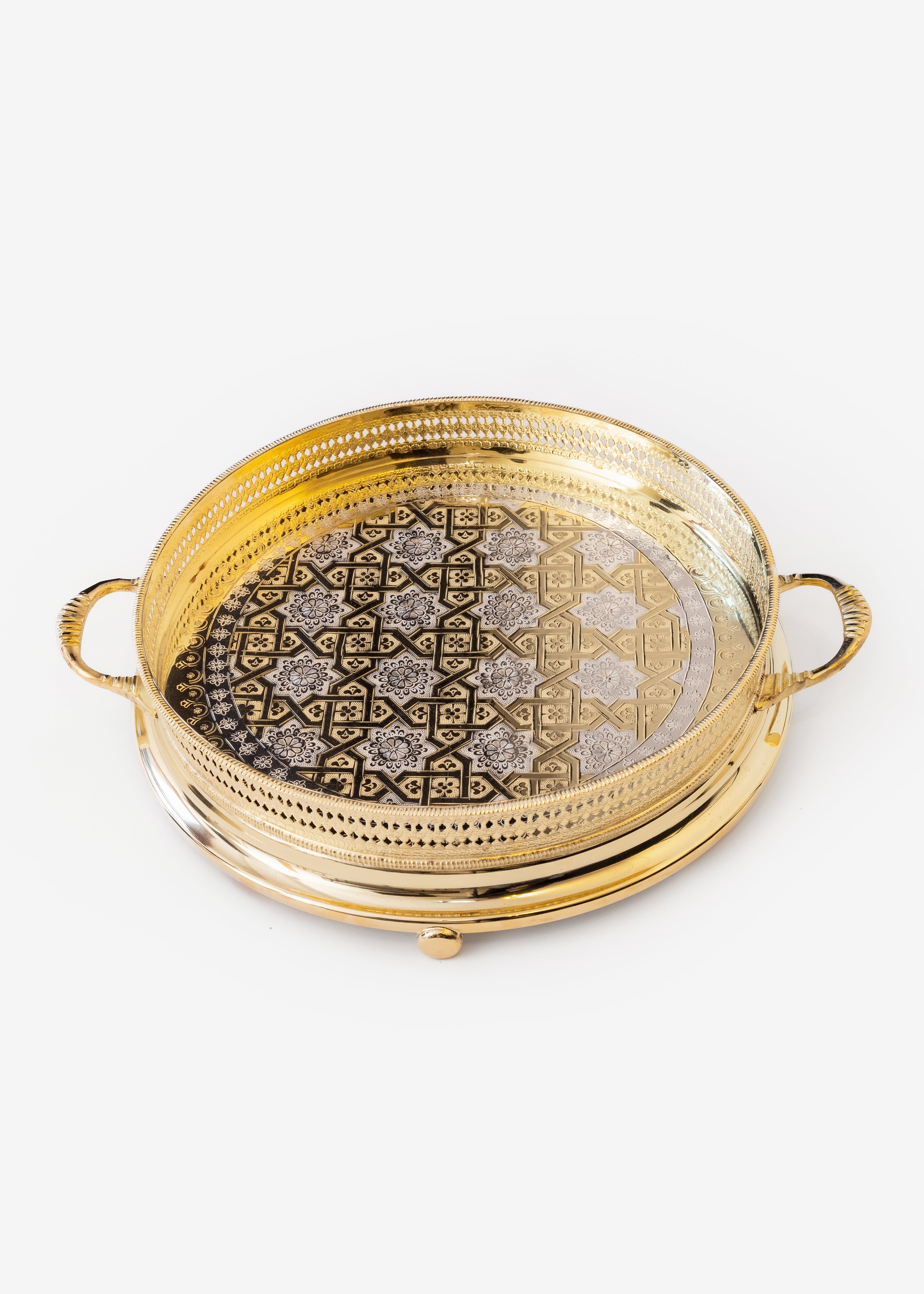 Gold Fayza – Plateau marocain de luxe avec gravures traditionnelles
