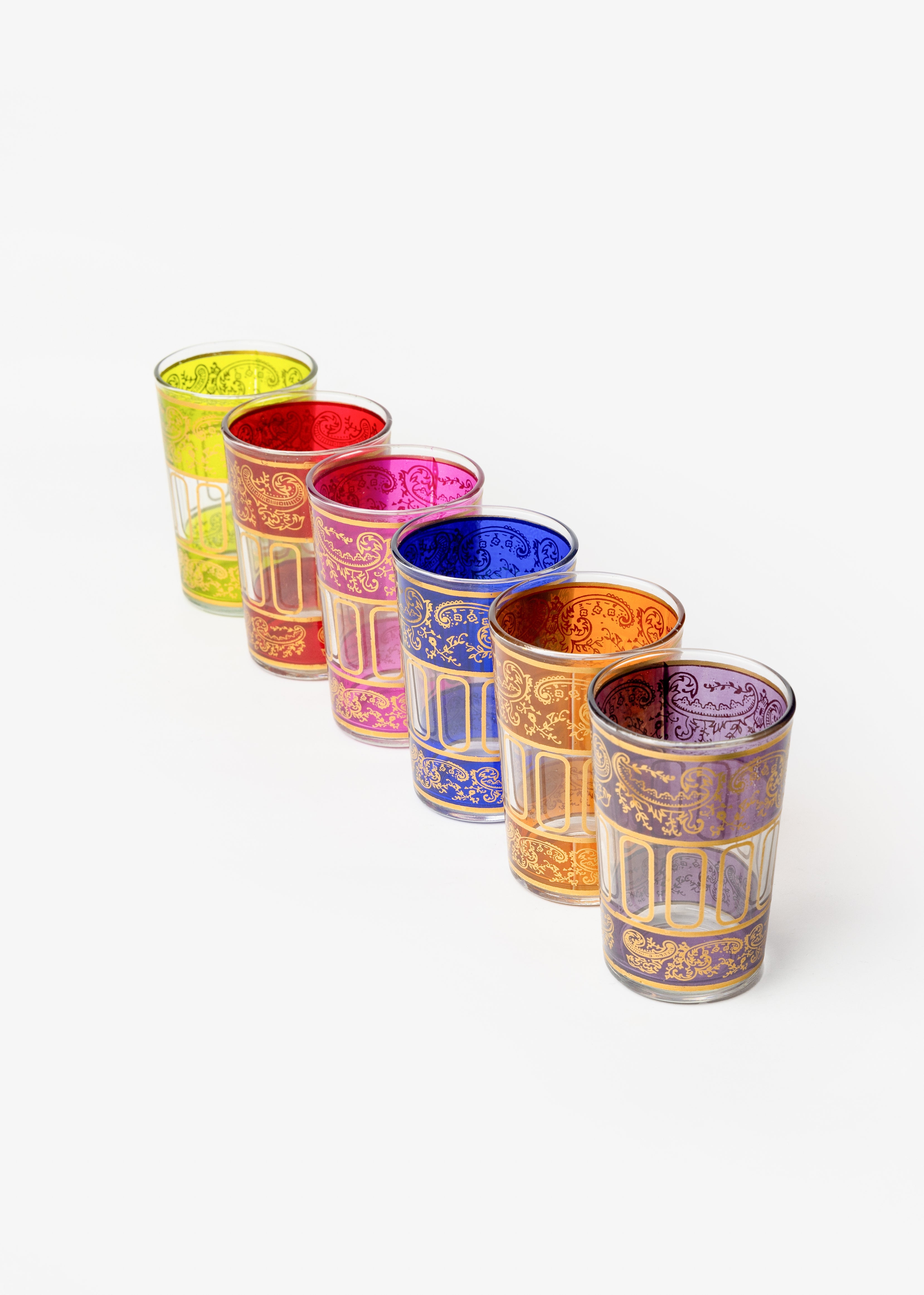 Set de 6 verres marocains colorés