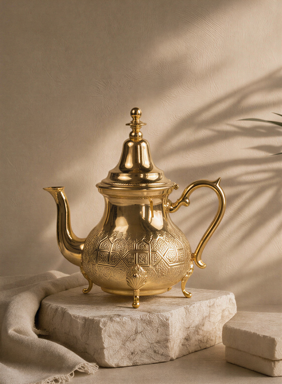 Moulay – Théière marocaine à pieds avec gravures traditionnelles