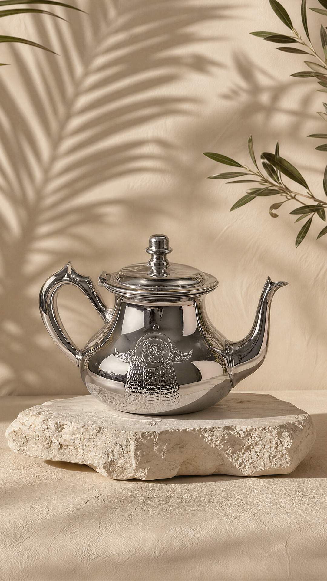 Fatima – Théière Marocaine Bohème avec Gravures Khamsa