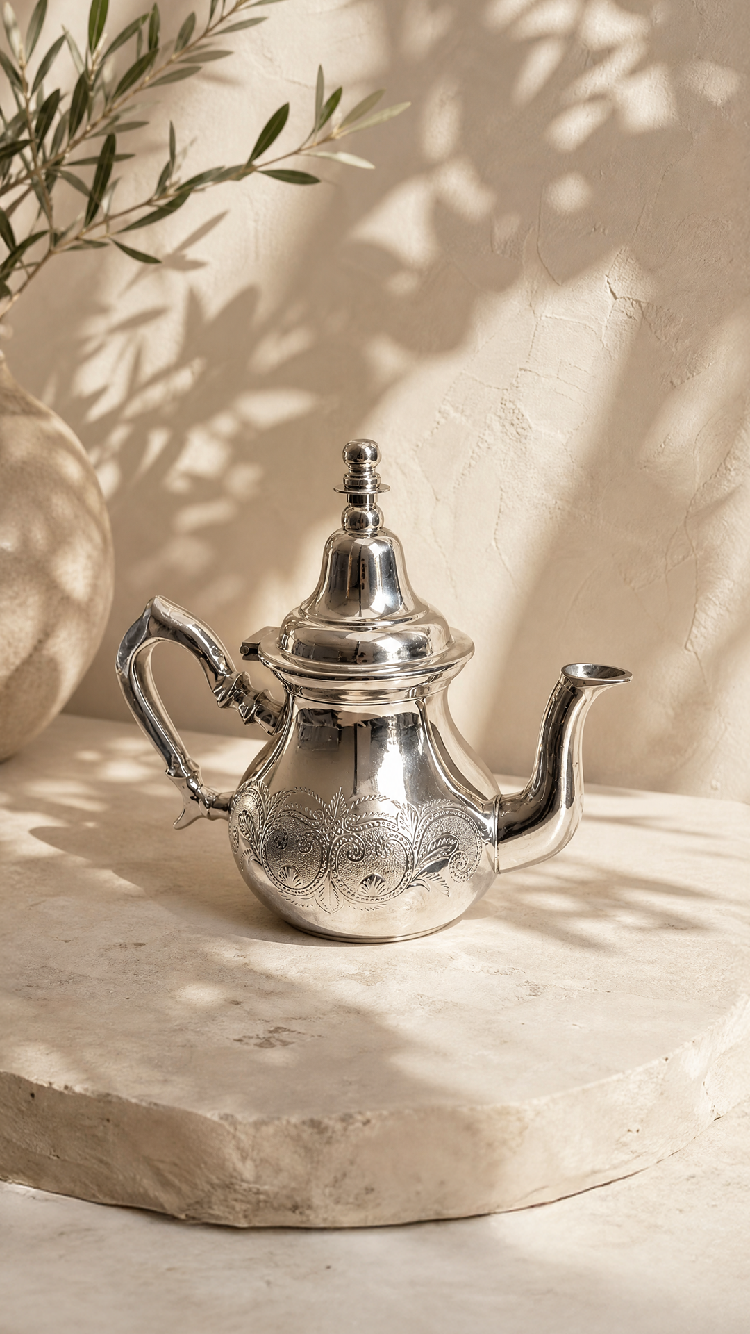 Nour – Théière marocaine avec gravures florales