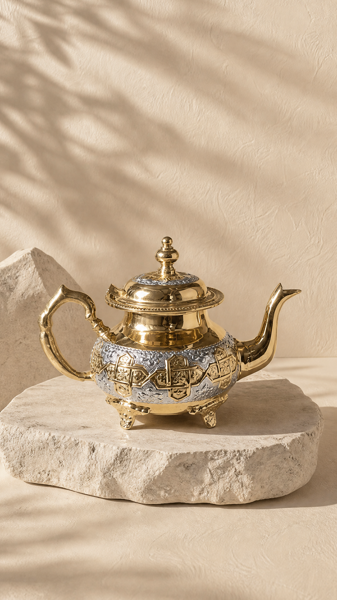Faris Deluxe – Théière Marocaine à Pieds avec Gravures Traditionnelles