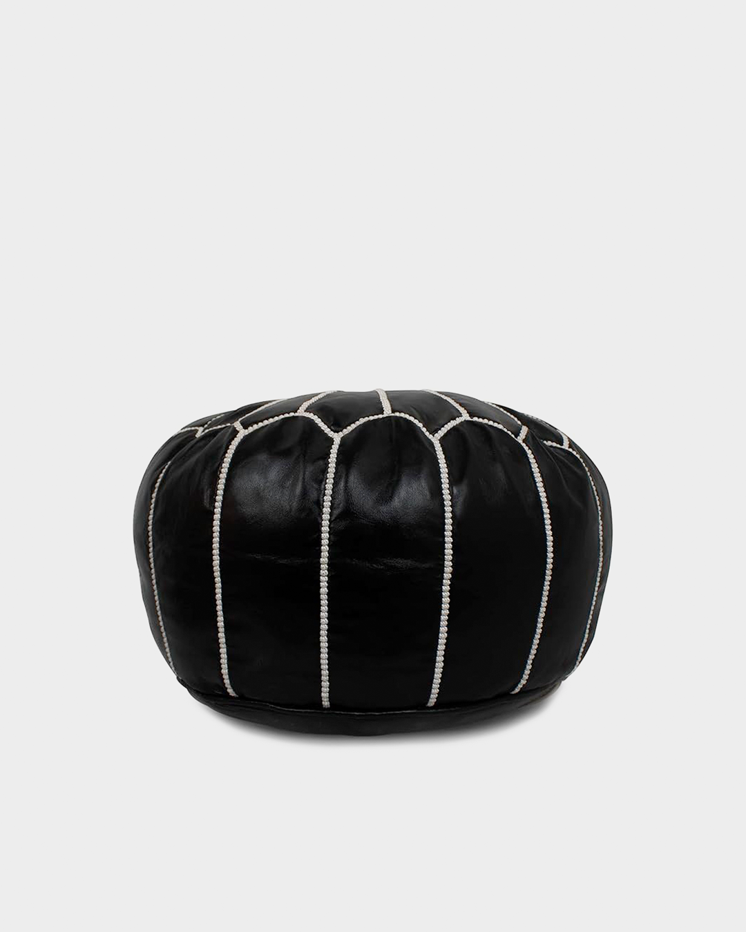 Pouf marocain en cuir avec broderie traditionnelle