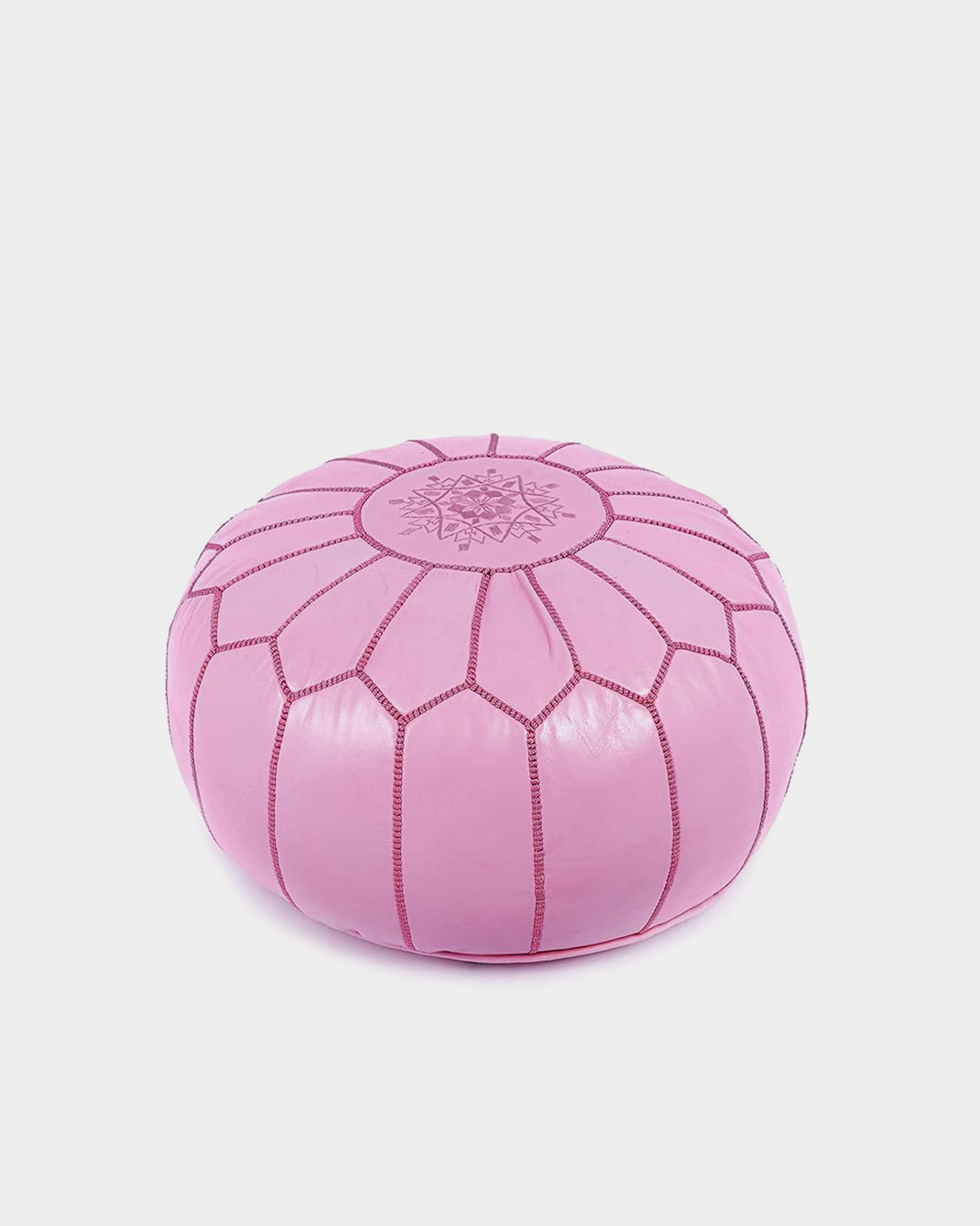 Pouf marocain en cuir avec broderie traditionnelle
