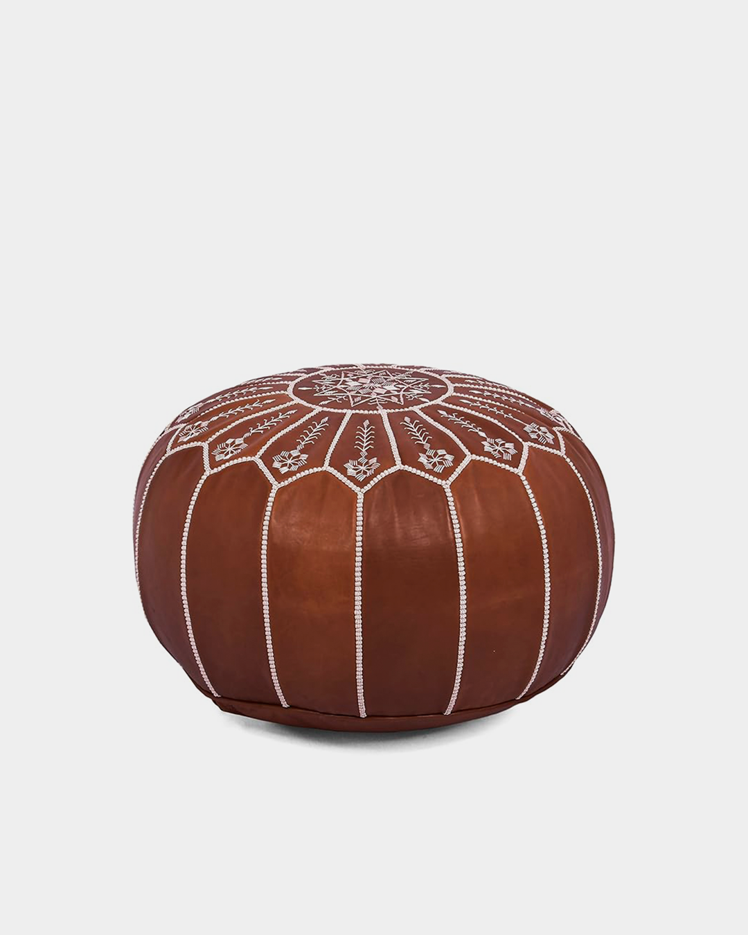 Pouf en cuir ottoman brodé marocain