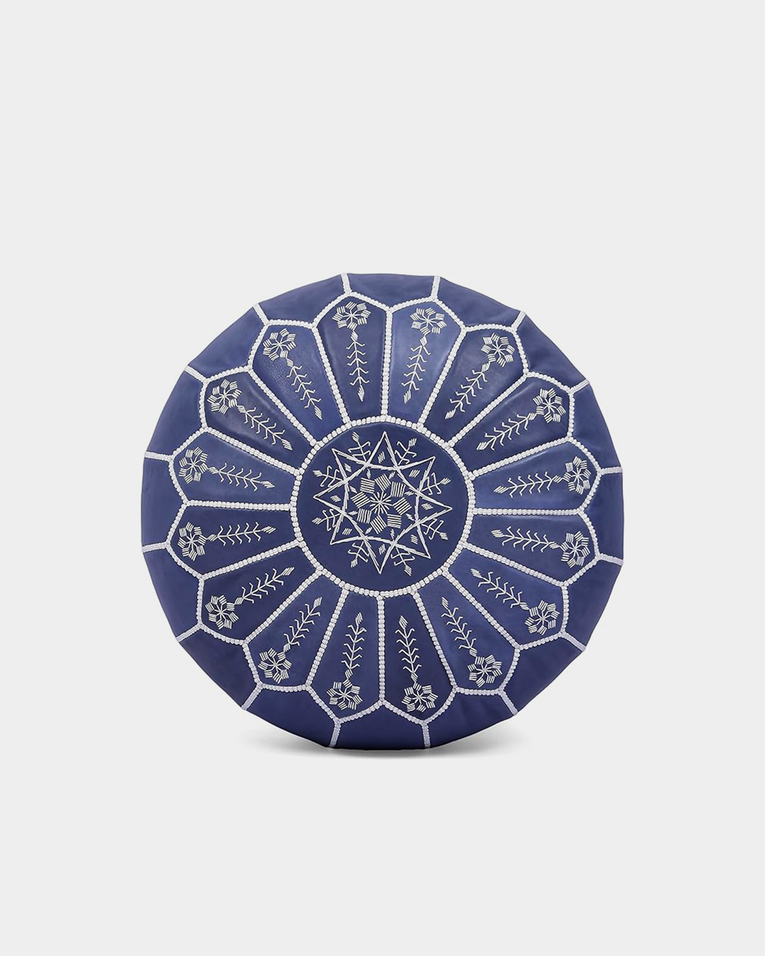 Pouf en cuir ottoman brodé marocain