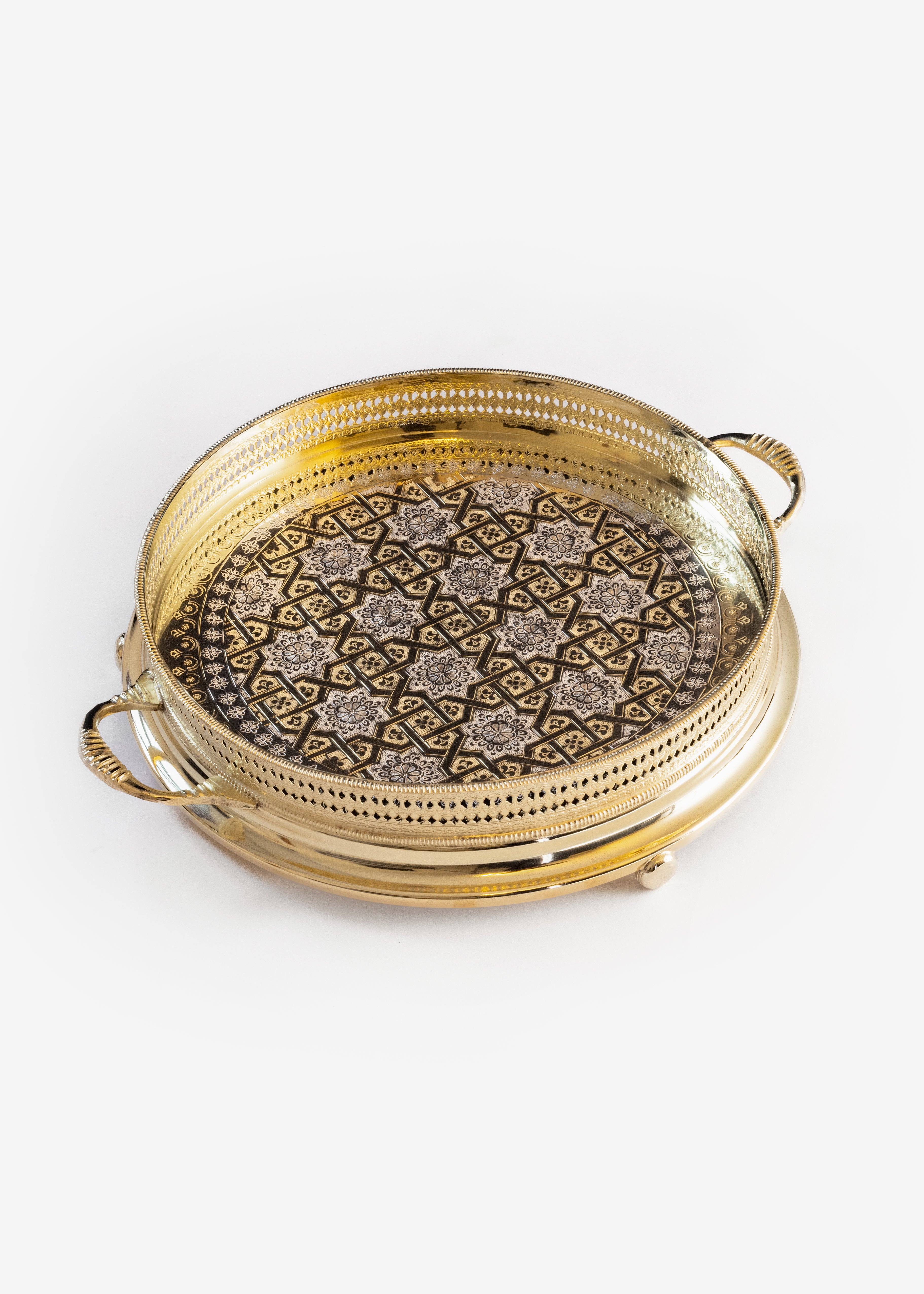 Gold Fayza – Plateau marocain de luxe avec gravures traditionnelles
