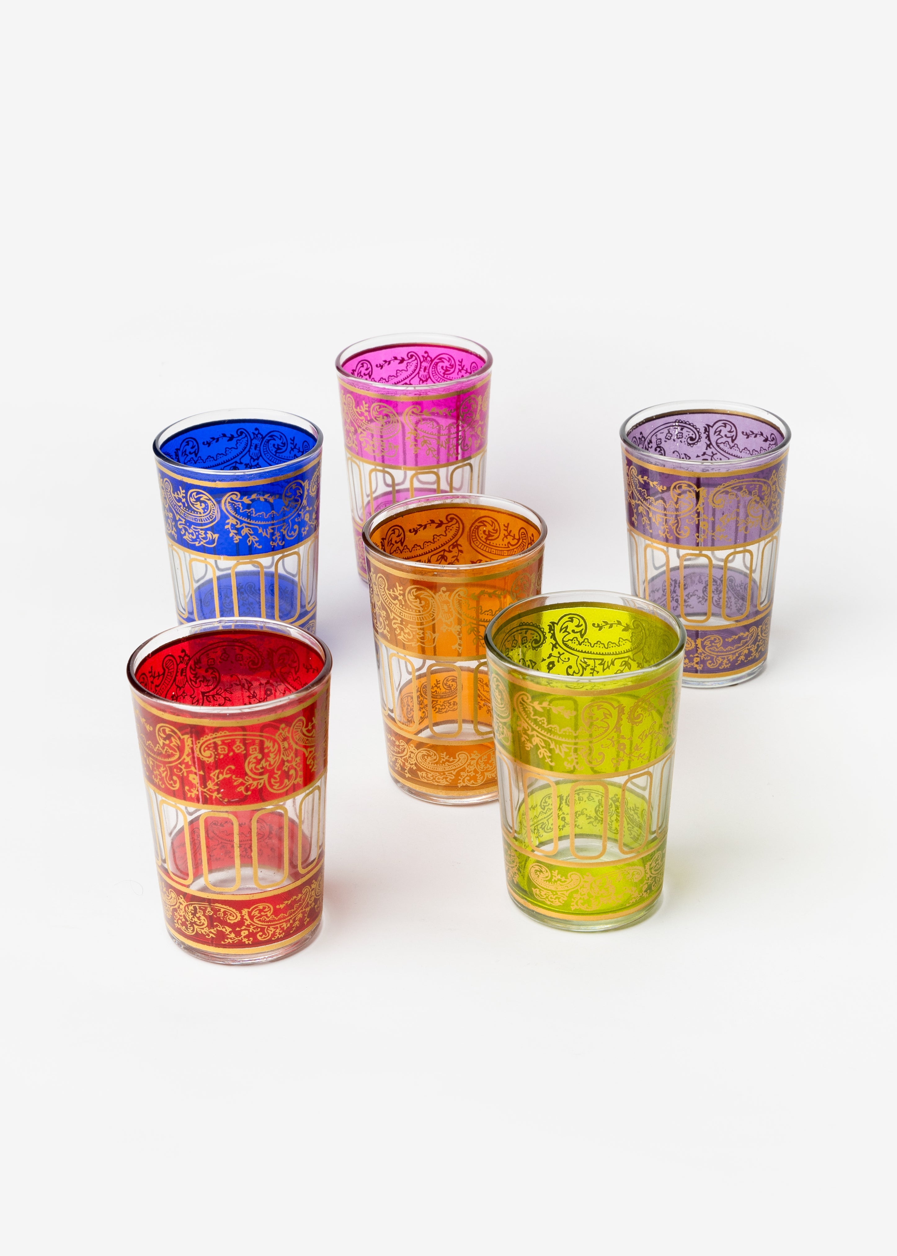 Set de 6 verres marocains colorés