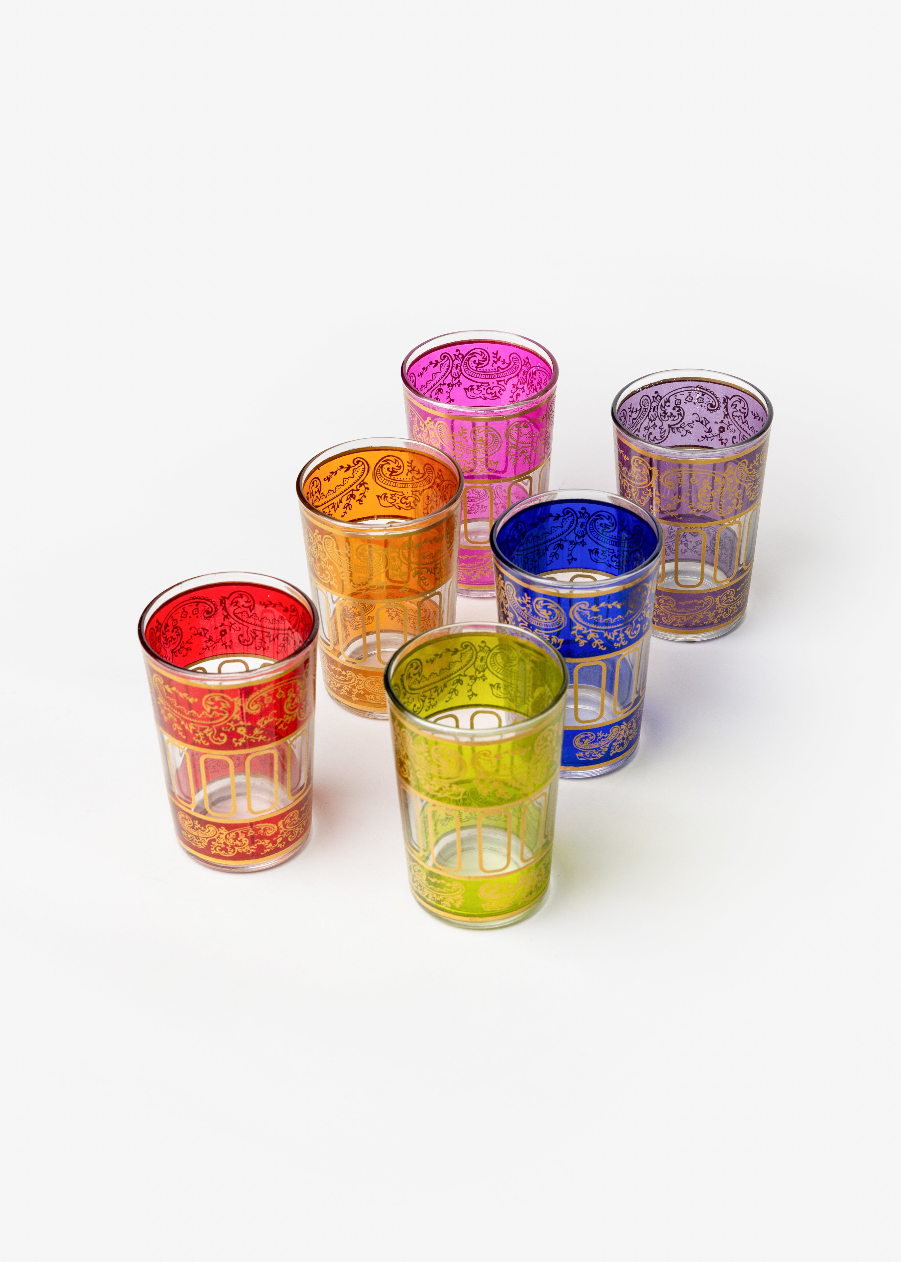 Set de 6 verres marocains colorés