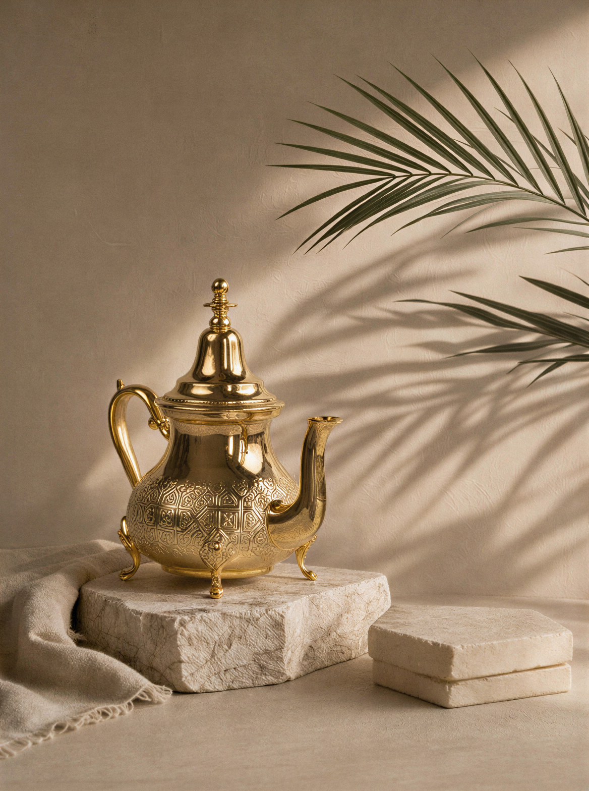 Moulay – Théière marocaine à pieds avec gravures traditionnelles