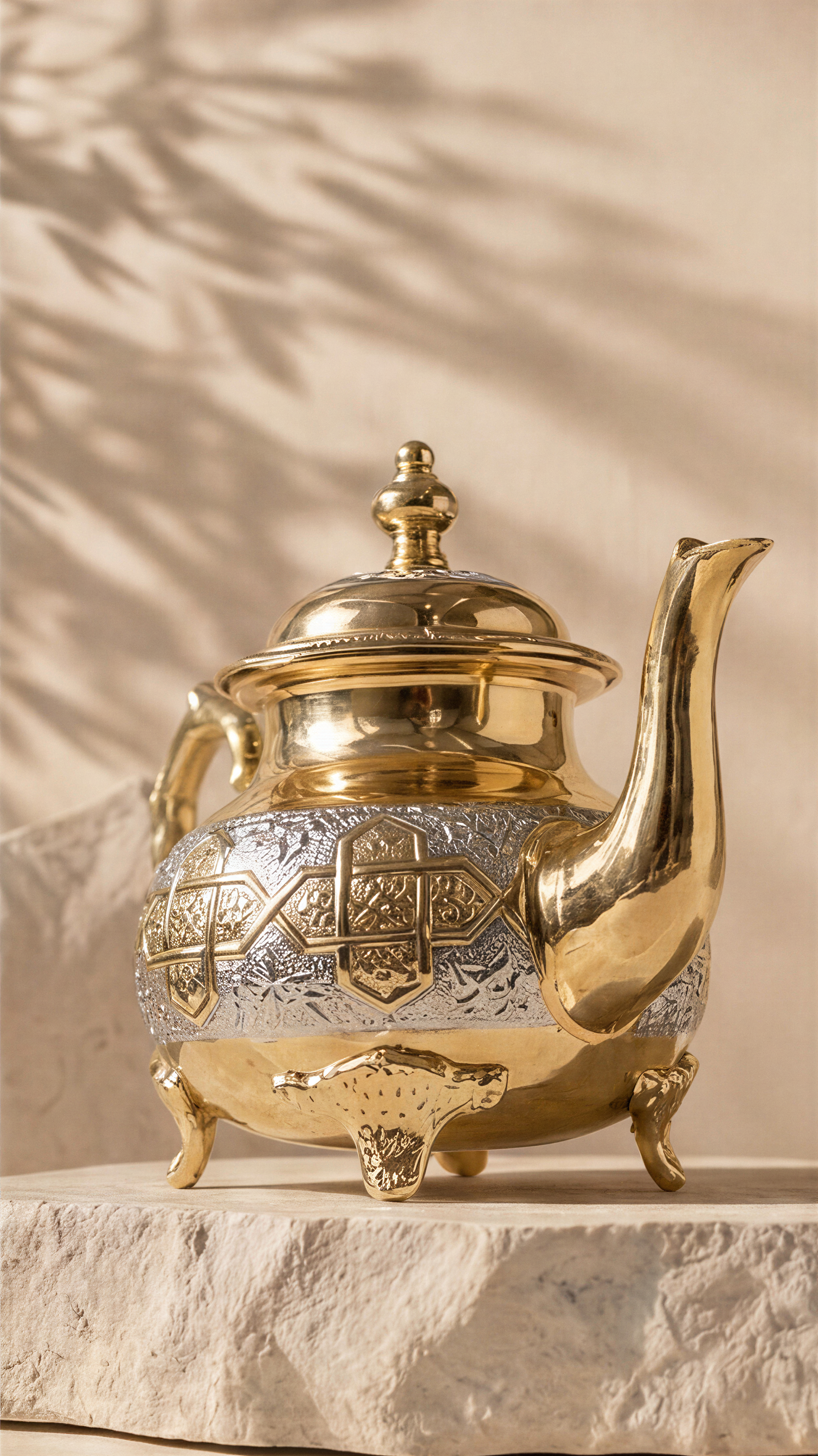 Faris Deluxe – Théière Marocaine à Pieds avec Gravures Traditionnelles