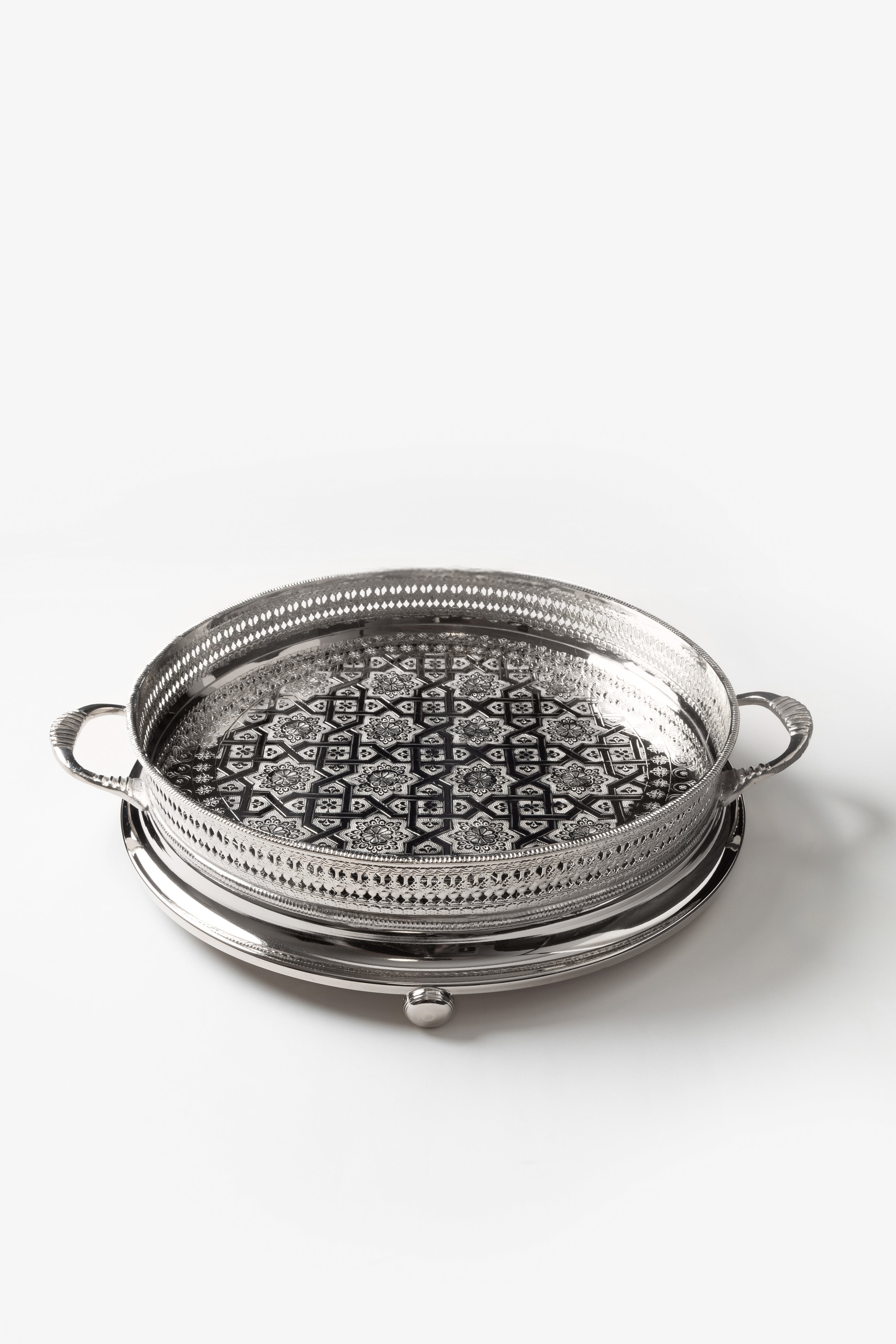 Fayza – Plateau Marocain de Luxe avec Gravures Traditionnelles